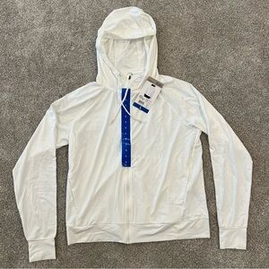 Mondetta NWT Light Weight Full Zip Hoodie Jacket Long Sleeve White Women Sz L,